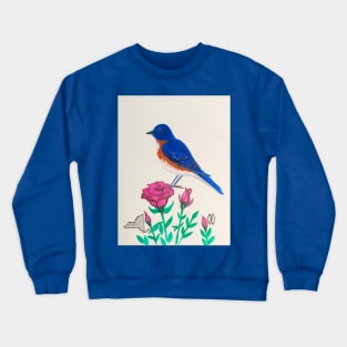 New York state bird and flower, the bluebird and rose Crewneck Sweatshirt